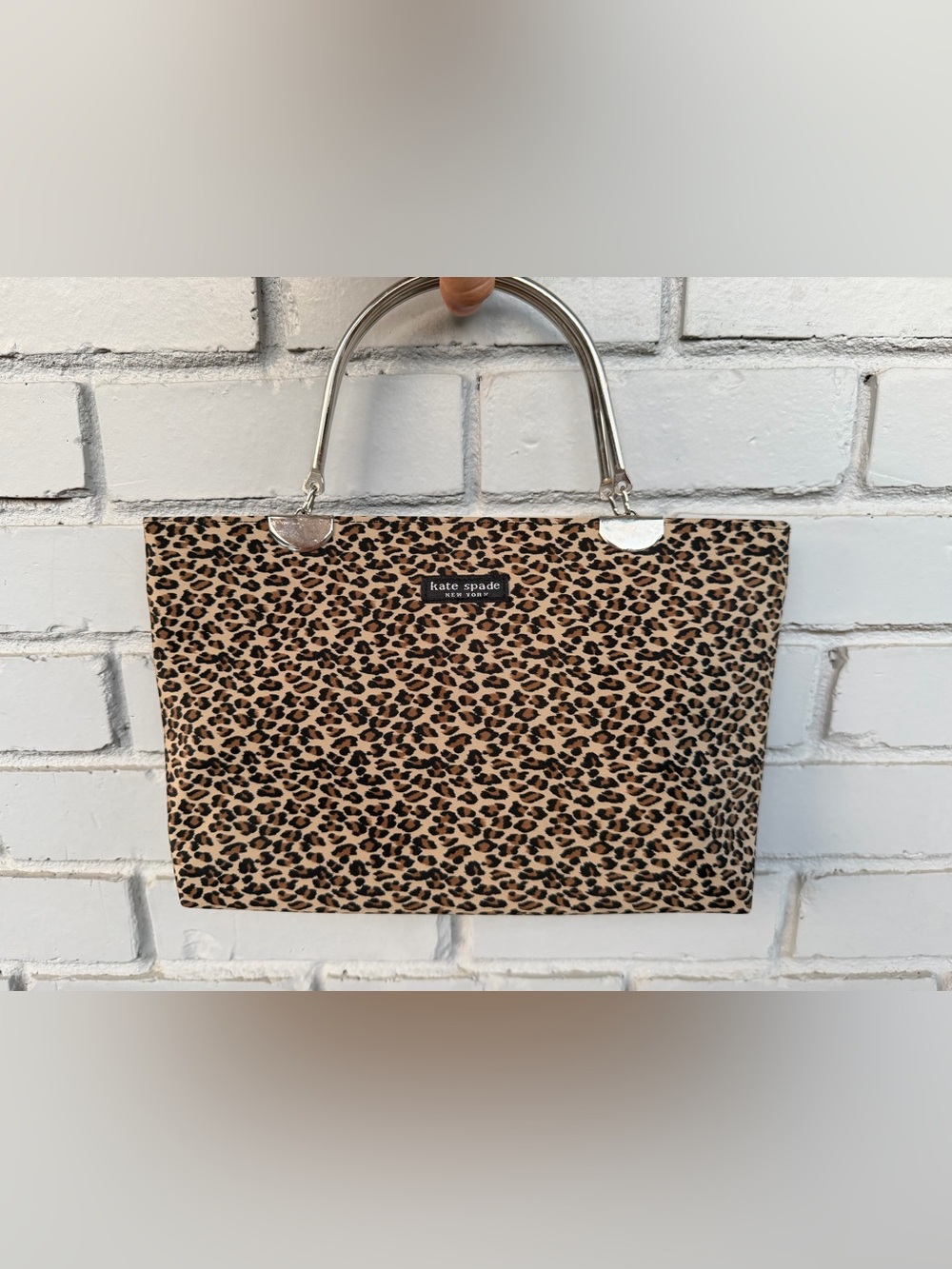 Rare Vintage Y2K Kate Spade Leopard Print Handbag Metal Handle Purse 12x7
